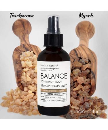 Balance - Frankincense & Myrrh Sandalwood Aromatherapy Mist | 100% Natural Essential Oil Blend for Grounding & Calmness | Eunoia Naturals - Buy Online on GoSupps.com