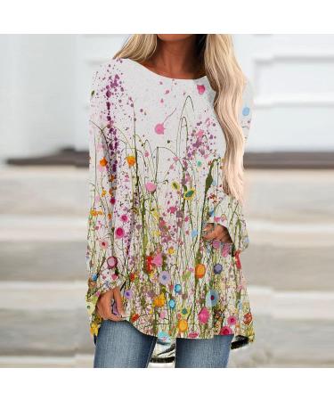 Ganfancp Women's Floral Print Sweatshirt - White Round Neck Pullover for Fall/Winter - XX-Large - Buy Online on GoSupps.com