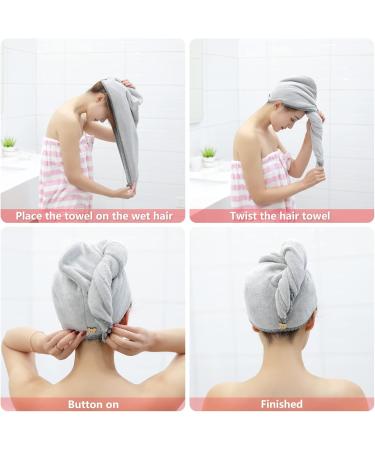 Chillyfar Microfiber Towel Set - Quick Drying Super Absorbent Hair Towels for Women & Girls (2 Pack: Beige & Dark Gray) - Perfect for Long Curly Thick Hair - Buy Online on GoSupps.com