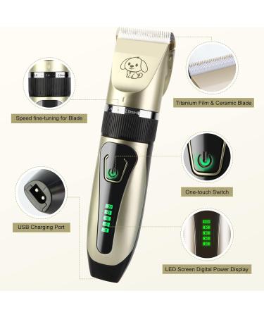 JOPHEK Dog Clipper, Quiet Dog Cat Hair Trimmer  -  Electric Wireless Pet Trimmer - Golden - Buy Online on GoSupps.com
