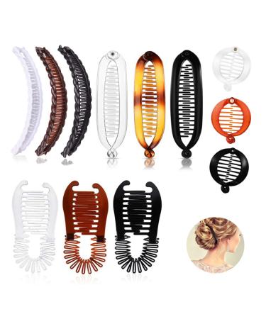 XZEIT Banana Hair Clips Set Vintage Fishtail Hair Clip 12 Pieces 4 Styles Accessory for Women Girls Long Curly or Straight Hair