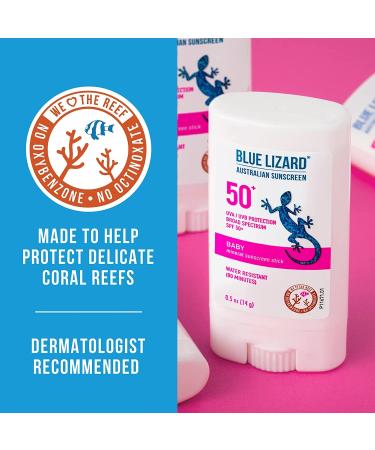 Blue Lizard BABY Mineral Sunscreen Stick with Zinc Oxide SPF 50+ Water Resistant UVA/UVB Protection - Easy to apply Fragrance Free.5 oz (Pack of 2) 0.5 Ounce (Pack of 2) - Buy Online on GoSupps.com