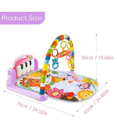 Hoopeum Baby Play Mat Toys for 0-3-6-12 Months Activity Jungle Gym Playmat Tummy Time Mat with Piano Newborn Infant Baby Boys Girls Musical Floor Play Kick & Play Mat for Christmas Toys Gift1 Pink - Buy Online on GoSupps.com
