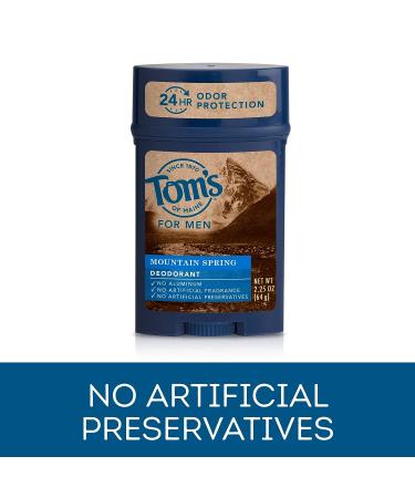 Tom's of Maine Men's Mountain Spring Deodorant 2.25 oz - Pack of 3 | Aluminum-Free Natural Formula - Buy Online on GoSupps.com
