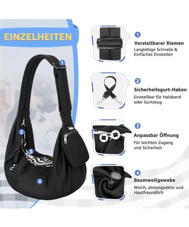 Slowton Dog Carrier Bag - Adjustable & Padded Shoulder Strap | Lightweight Pet Bag for Outdoor Walks | Black Sweater Fabric (S 1.3-3.6kg) - Shop Now! - Buy Online on GoSupps.com