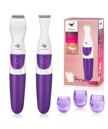 Pefetis Electric Razor for Women, 2 in 1 Womens Shaver for Pubic Hair Wet & Dry Bikini Trimmer for Legs Underarms and Bikini Line Painless Lady Hair Removal with Comb Attachment