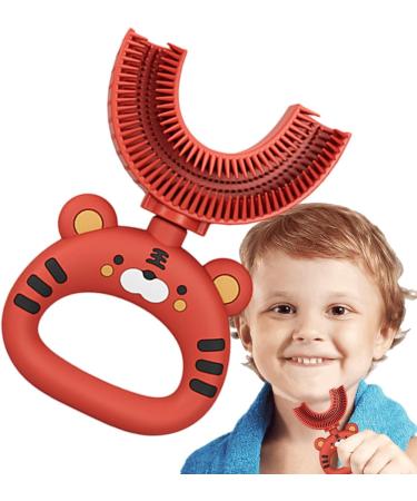 U-Shaped Toothbrush for Children | PzuryHG Cartoon Tiger Design | 360 Soft Silicone Brush Head | Extra Soft Manual Toothbrush - Buy Online on GoSupps.com
