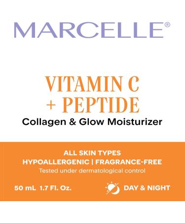Marcelle Vitamin C + Peptide Collagen & Glow Moisturizer Day & Night Cream Brightening & Smoothing Vegan Cruelty-Free Hypoallergenic Non-Comedogenic Paraben-Free Fragrance-Free 50 mL - Buy Online on GoSupps.com