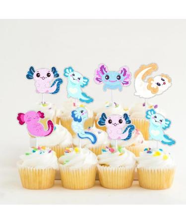 Kids' Kawaii Cartoon Axolotl Cupcake Toppers Set of 18 Pieces - This is a cute item to use as reptile-themed party baby shower party and newt-themed birthday party decorations for boys and girls - Buy Online on GoSupps.com