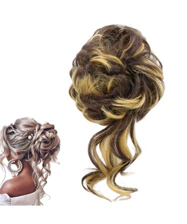 prinfantasy Updo Messy Bun Hair Piece Extension Ponytail With Elastic Rubber Band Synthetic Extensions Scrunchies Hairpiece for Women Dark Brown GBFQ006 GBFQ006 One Size
