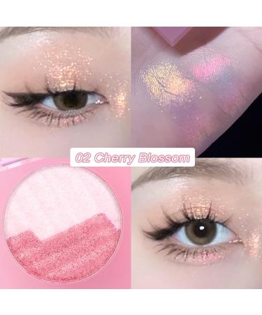 Korean Bling Eye Makeup Palette Aurora Holographic Pigment - Pink Eyeshadow & Highlighter Powder (02 Cherry Blossom) - Buy Online on GoSupps.com