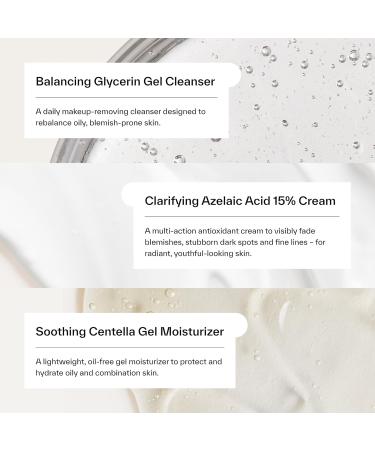Dermatica Blemish Control Kit: Glycerin Cleanser, Azelaic Acid Cream, Centella Gel Moisturizer - Buy Online on GoSupps.com