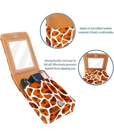 Travel Lipstick Organizer Case - Portable Makeup Bag with Mirror - Brown Giraffe Print - Buy Online on GoSupps.com