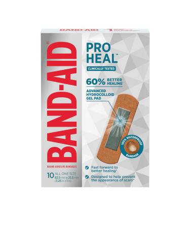 BAND-AID Pro Heal Adhesive Bandages Regular Size First Aid Wound Care Dressing Waterproof Healing Bandage 10 Count