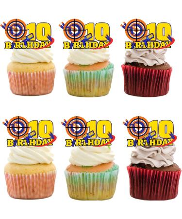 18pcs Rubber Gun Cupcake Toppers 10 for Boys Girls 10th Birthday Dart War Theme Party Supplies Bullet Target Gun Tenth Birthday Cake Decorations - Buy Online on GoSupps.com