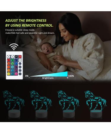 Coopark Nachlichter 3D Horse Illusion Bedside Lamp | 16 Color Remote Control | Best Gifts for Children & Baby Boys | Unique Birthday Presents - Buy Online on GoSupps.com