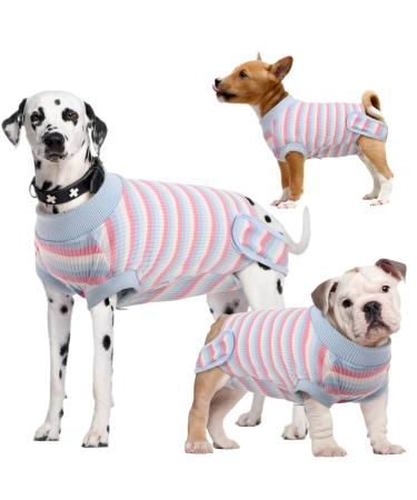 Kuoser Dog Curgery Recovery Suit striped op shirt for pets dogs cats protective vest for belly/skin diseases replacement e-neck band & cone puppy prevents licking body xs blue - Buy Online on GoSupps.com