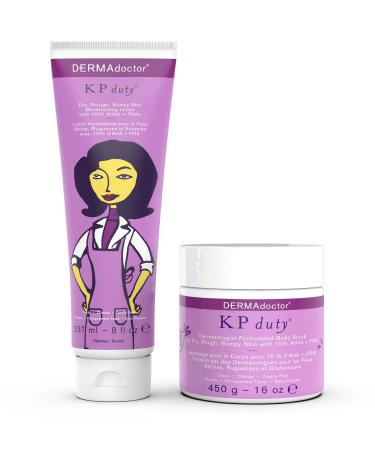 DERMAdoctor KP Bump Gomme exfoliante pour le corps 453 6 g avec lotion 226 8 g 10 % AHA + PHA exfoliant formul par des dermatologues 687 ml