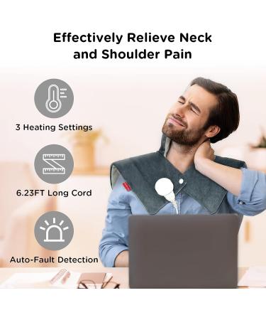 Comfytemp Weighted Heating Pad for Neck and Shoulder - Fast-Heating Electric Heat Pad for Pain Relief - 3 Heat Levels, Auto Shut off - Wearable & Washable - 17x22 Grey - Ideal Gifts for Women/Men - Buy Online on GoSupps.com
