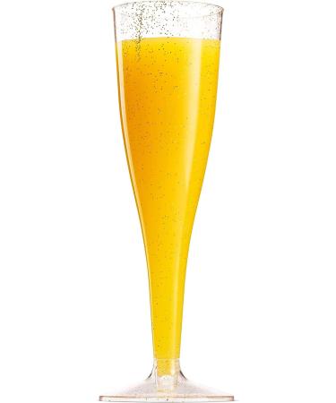 100 Gold Glitter Disposable Champagne Flutes for Parties, Events, Weddings - Plastic Mimosa Bar Glasses - Toasting Cocktail Cups - Buy Online on GoSupps.com