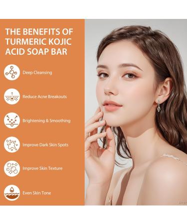Turmeric Soap with Kojic Acid Turmeric Soap Bar For Face and Body Kojic Acid Soap For Dark Spot Remover Brightening Turmeric Soap Bar for Acne Face Bar For Cleansing Exfoliating Wash 200g - Buy Online on GoSupps.com