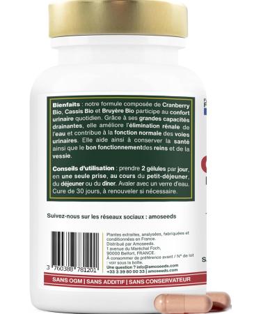 Organic Cranberry | 5% PAC High Concentration Extract | Urinary Comfort Kidneys Bladder | Formula with Organic Blackcurrant and Heather | 60 Capsules | Made in France | Superior Quality - Buy Online on GoSupps.com