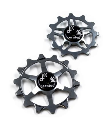 JRC Components Ceramic Derailleur Pulley Wheel | Pair of 14&12T Jockey Wheels Hybrid Ceramic Bearing - Road Bike Rear Derailleur Pulley Wheels | Hybrid Ceramic Pulley Wheels Gunmetal