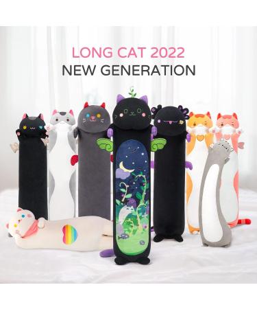 Mewaii 36in Long Devil Mint Cat Plush Pillow Stuffed Animal - Cute Kitty Sleeping Hugging Soft Toy for Kids (Black) - 36inch - Buy Online on GoSupps.com