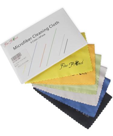 Fiber Promot 6 Pack Microfiber Cleaning Cloths for Electronics Phone Screen Camera Bottles  Lens Square Eye Glasses Wipes Optical Computer Laptop and TV Sets Cleaner ( 67 inches) 67inches Black grey royal Blue golden Yellow green orange - Buy Online on GoSupps.com