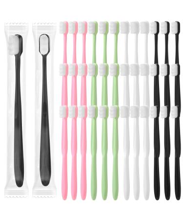 Pinkunn 36 Pcs Soft Bristle Toothbrush Micro Nano Manual Toothbrush with 20 000 Bristles for Sensitive Gums Adult Kids Children  4 Colors White Bristles