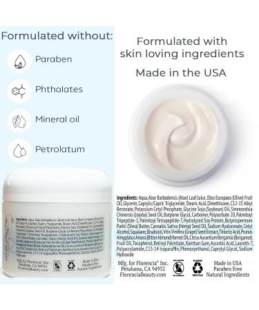 Florencia Ultra Peptide Cream - Nourishing Face Moisturizer with Hyaluronic Acid & Peptides | Deep Hydration Firming & Fine Line Improvement | Natural Organic Vegan - 2 OZ - Buy Online on GoSupps.com