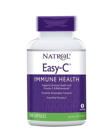 Natrol Easy-C Immune Health, Supports Immune Health with Vitamin C and Bioflavonoids, Bios Vegi Capsules, 500 mg, 120 Count 120 Count (Pack of 1) Capsule