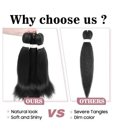 66cm Pre-Stretched Braids - 5 Bundle Yaki Crochet Hair Extensions - Natural Black Anti-Stretched Braiding Hair - Buy Online on GoSupps.com