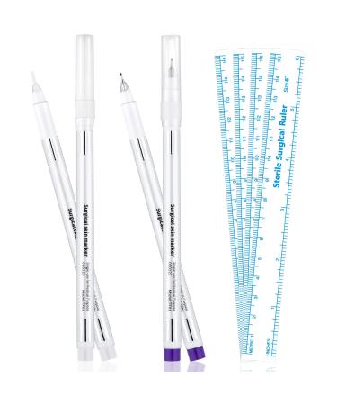 4 Pieces Skin Marker Pen Eyebrow Marker Pen Tools Microblading Accessories Marker Pen for Makeup (White  Purple Single Head) 4 Piece Set White  Purple - Buy Online on GoSupps.com