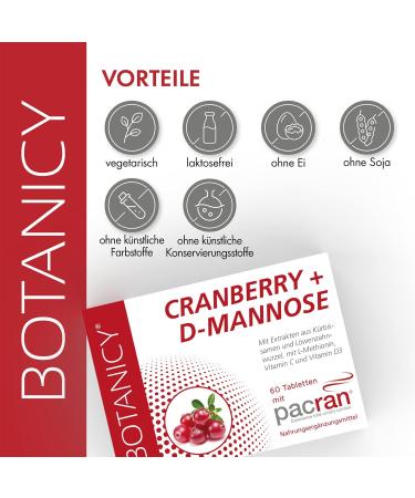 Buy Botanicy Cranberry + D-Mannose - Supports Bladder Health & Urinary Tract - Pacran Powder Vitamin C & D3 Pumpkin Seeds & Dandelion Root - 60 Tablets/Capsules International Shipping Available - Buy Online on GoSupps.com