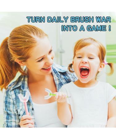 Kids U-Shaped Toothbrush 3 PCS | Soft Silicone Bristles | Age 2-8 | Suction Cup Base | Blue Green Pink - Buy Online on GoSupps.com