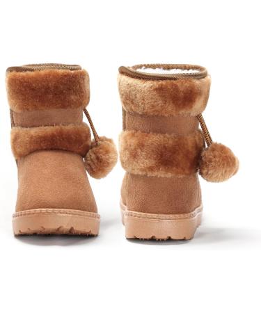 Yeeteepot Baby Winter Booties - Warm Lined Snow Boots for Boys and Girls | Anti-Slip Ankle Boots for Kids | Indoor Soft Soled Toddler Shoes - 12 UK Child - Khaki - Buy Online on GoSupps.com