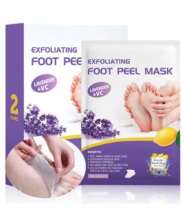 Foot Peel Mask For Hard Skin 2 Pairs Lavender Exfoliating Foot Mask Peel For Dead Skin Plant Formula Moisturising Brightening Socks Callus Remover Foot Mask Baby Soft Smooth Touch Feet