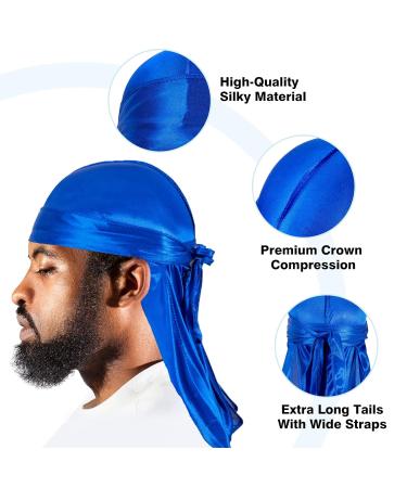 YosaiHom 7Pcs Silky Designer Durags Pack for Men and Women - 360 Waves Satin Durag with Long Tail and Straps in Various Colors - Buy Online on GoSupps.com