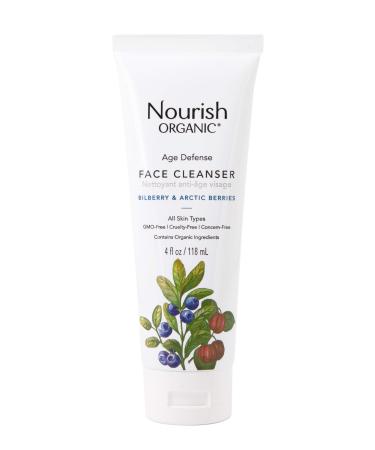 Nourish Organic | Age Defense Face Cleanser - Bilberry & Arctic Berries | GMO-Free, Cruelty Free, Fragrance Free (4oz)