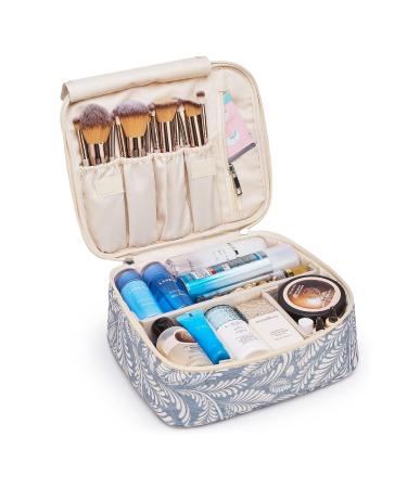 Travel Cosmetic Bag - Large Makeup Organizer for Women & Girls | Blue Leaf Design - Buy Online on GoSupps.com