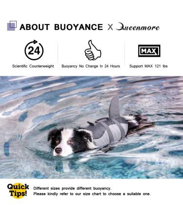 Queenmore Adjustable Dog Life Jacket - High Buoyancy Ripstop Lifeguard with Durable Rescue Handle for Medium Dogs (Gray L) - Perfect Safety Gear for Water Adventures - Buy Online on GoSupps.com