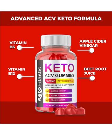 Keto Fitastic ACV Gummies with Vitamin B12 - Official Vegan Non GMO Formula (60 Gummies) - Buy Online on GoSupps.com