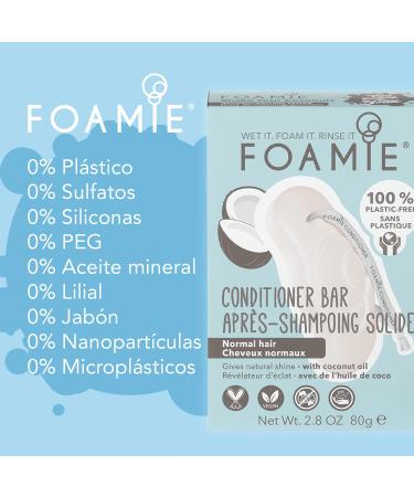 Foamie Solid Conditioner for Normal Hair & Curls - Coconut Oil Anti-Frizz 100% Vegan & Plastic-Free 80g - Buy Online on GoSupps.com