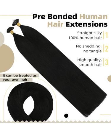 Ugeat Bonding Extensions: Premium Real Hair Keratin Flat Tip Extensions - 40cm Color 1B 50 Strands for Flawless Styles - Buy Online on GoSupps.com