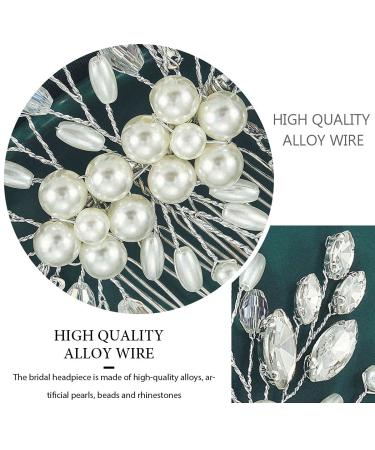 Yean Bride Leaf Pearl Wedding Hair Comb - Rhinestone Hair Accessories (Silver) - Buy Online on GoSupps.com