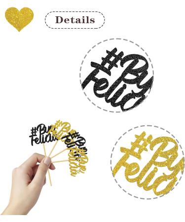 MonMon & Craft Bye Felicia Cupcake Toppers - Retirement Job Change Cupcake Toppers - Farewell Party Sign Dessert Decor Going Away Graduation Divorce Party Decorations Black Gold Glitter - 24 Pcs - Buy Online on GoSupps.com