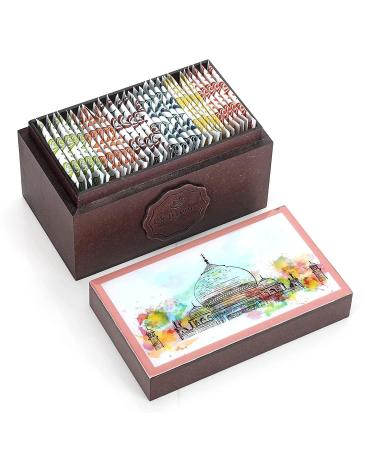 Octavius Assorted Tea Sampler Gift Set (6 Flavors 60 Tea Bags) | Black & Green Tea Sampler Pack | Taj Print Design Wooden Tea Gift Set | Pack of 2 Black & Green Tea - 30TB Taj (Pack of 2)