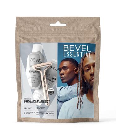 Bevel Disposable Safety Razor Shaving Starter Kit for Men - 5 Stainless Steel Razors with Cooling Gel and Bump Control Cream - Buy Online on GoSupps.com