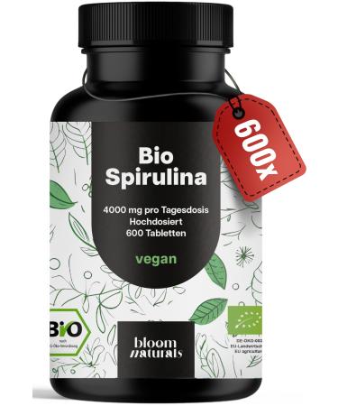 Supplement Hub Spirulina tablets organic 600 tablets high dosage 4000mg per daily dose Vegan Made in Germany Laboratory tested